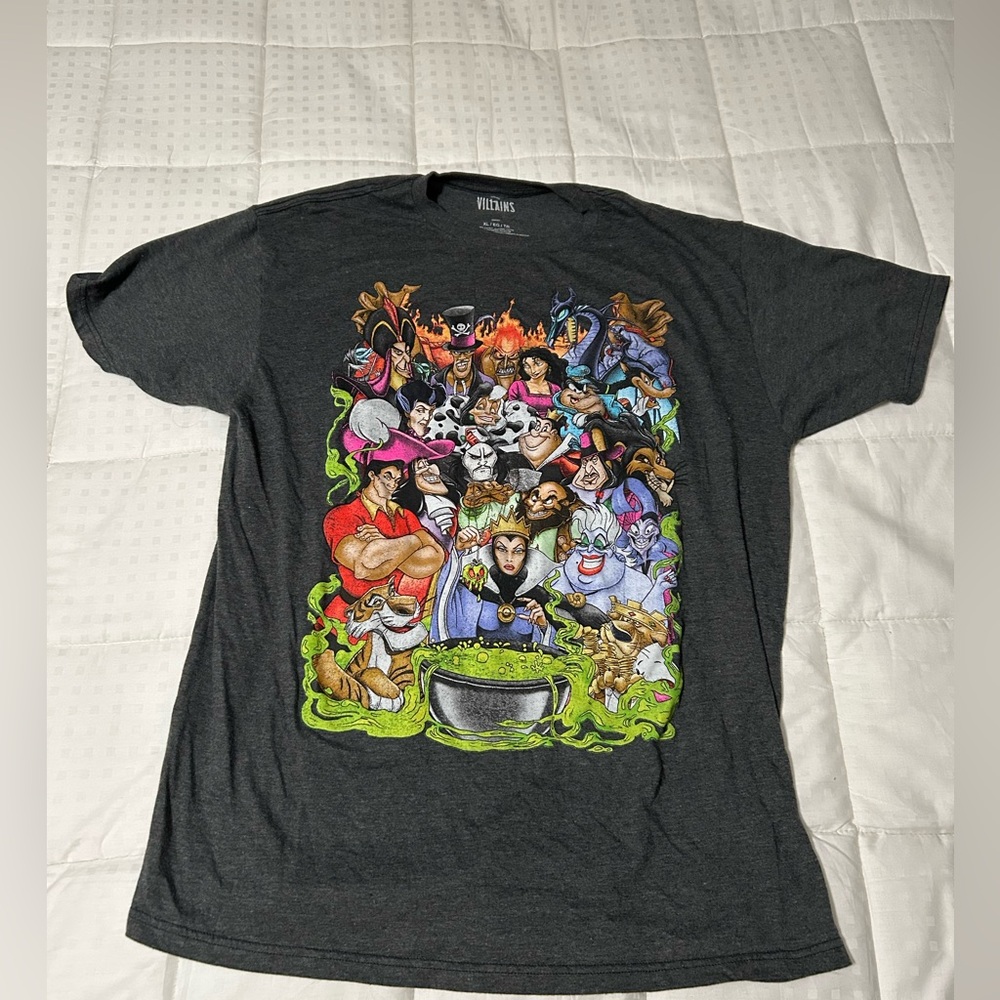 Disney Dark Gray T-Shirt with Colorful Villains